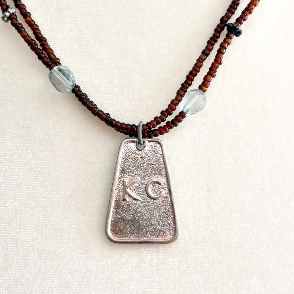 Kenneth Cole Green Inlay Pendant Necklace Seed Beads 16” + 3” Extender Y2K Boho - Picture 8 of 8